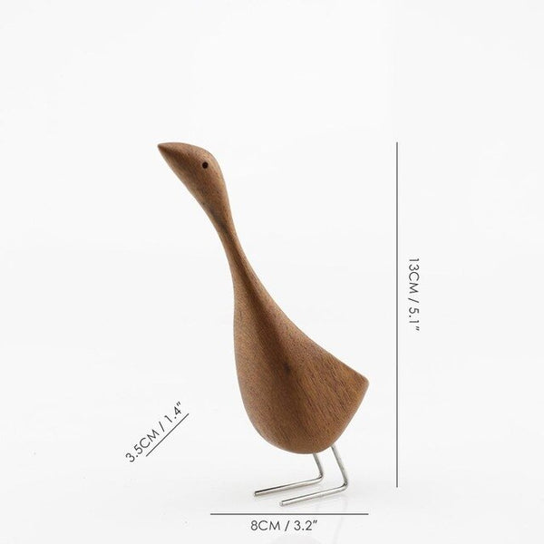Modern Mid Century Style Scandi Teak Wooden Goose Ornament Set