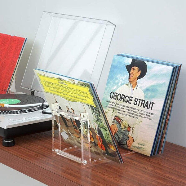 Stylish Modern Acrylic Vinyl Record Stand - 50 Album Storage