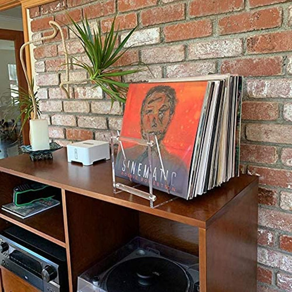 Stylish Modern Acrylic Vinyl Record Stand - 50 Album Storage