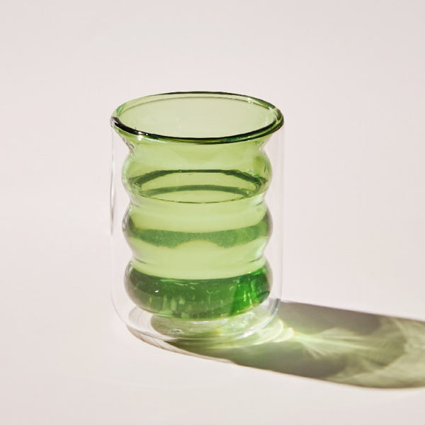 Double wall ripple glass tumblers