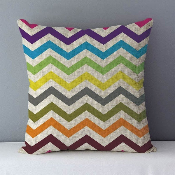 Modern Geometric Zig Zag Linen Cushions - multi colour - 45cm