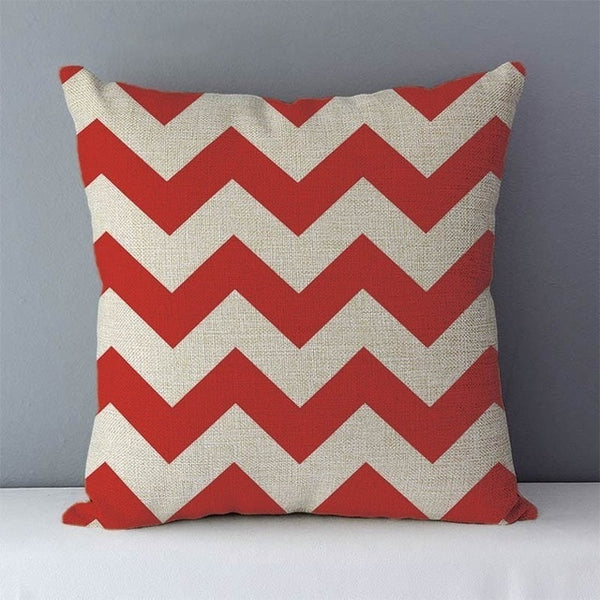 Modern Geometric Zig Zag Linen Cushions - red - 45cm