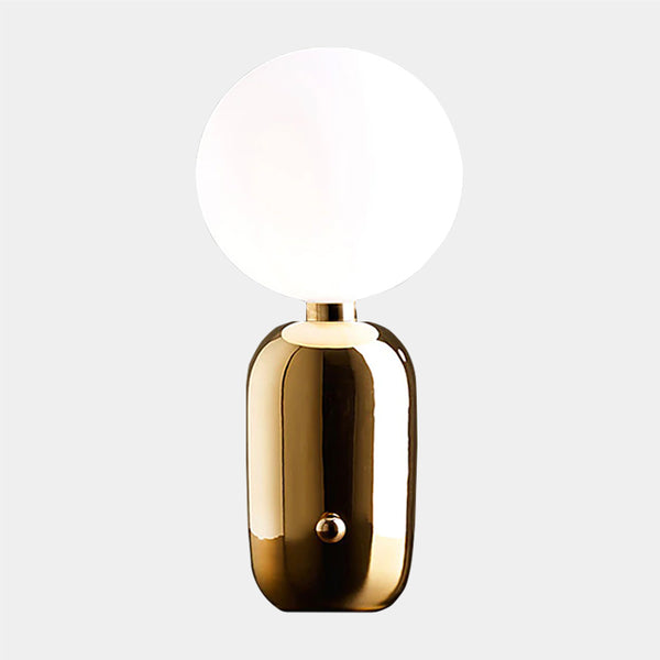 Modern Glass Sphere Table Lamp - Gold & Black - Small & Large