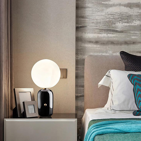 Modern Glass Sphere Table Lamp - Gold & Black - Small & Large