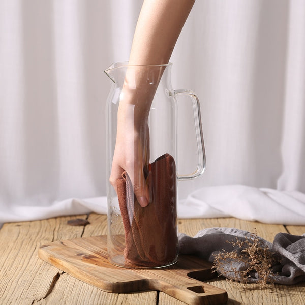 Contemporary Glass & Stainless Steel Water Pitcher - 1100ml, 1700ml