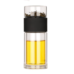Modern Glass Travel Tea Infuser Bottle - Black, Brown, Pink - 230ml