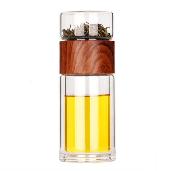 Modern Glass Travel Tea Infuser Bottle - Black, Brown, Pink - 230ml