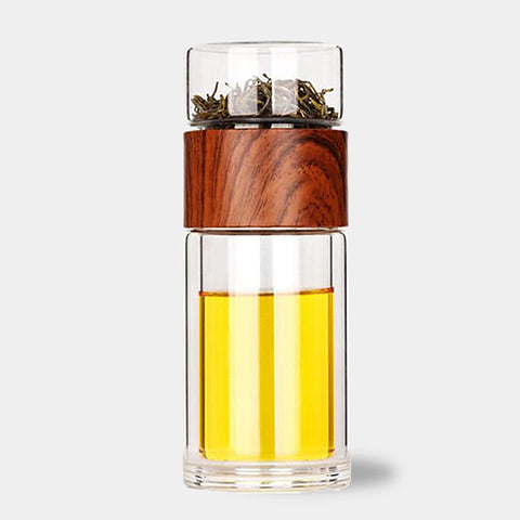 Modern Glass Travel Tea Infuser Bottle - Black, Brown, Pink - 230ml