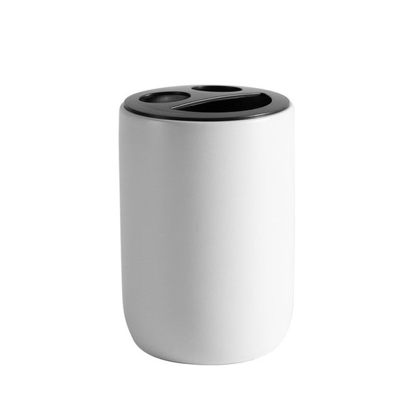 Contemporary Matte Ceramic Bathroom Accessories - Black, Grey, White - Soap Dispenser, Dish, Tumbler, Toothbrush Holder