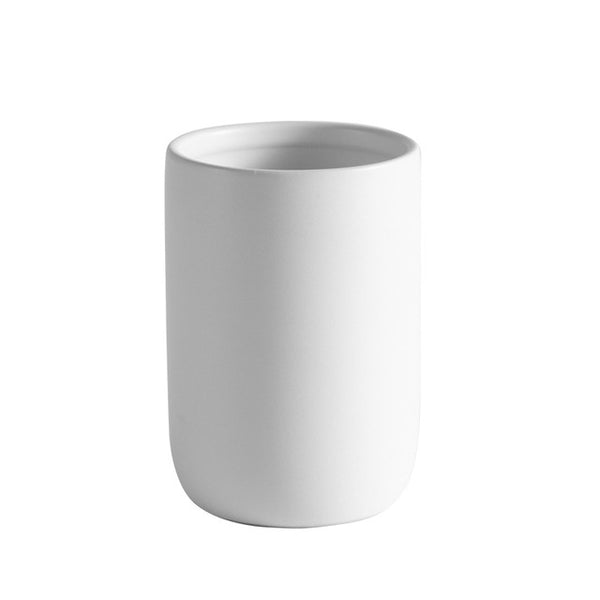 Contemporary Matte Ceramic Bathroom Accessories - Black, Grey, White - Soap Dispenser, Dish, Tumbler, Toothbrush Holder