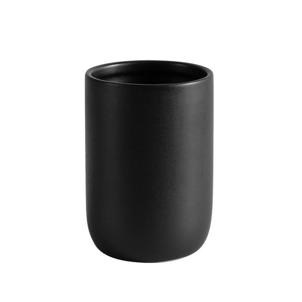 Contemporary Matte Ceramic Bathroom Accessories - Black, Grey, White - Soap Dispenser, Dish, Tumbler, Toothbrush Holder