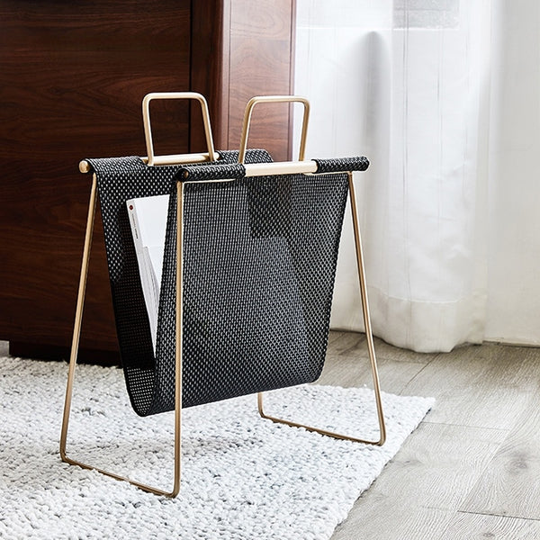 Modern Metal Westbourne Magazine Holder - Gold & Black