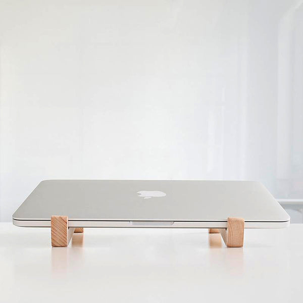 Contemporary minimalist wooden portable beech laptop stand