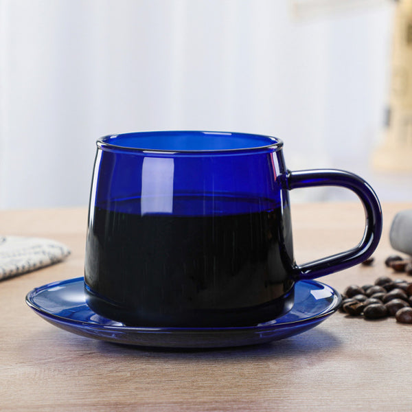 Modern Retro Coloured Glass Cup and Saucer - 250ml & 300ml - Orange, Green, Blue