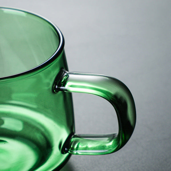 Modern Retro Coloured Glass Cup and Saucer - 250ml & 300ml - Orange, Green, Blue