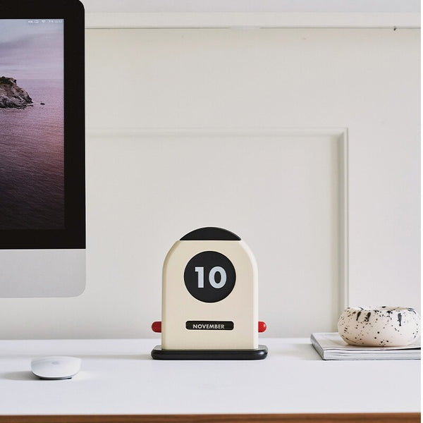 Modern Retro Perpetual Desk Calendar - Black & White