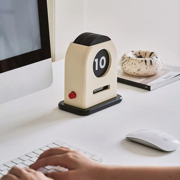 Modern Retro Perpetual Desk Calendar - Black & White