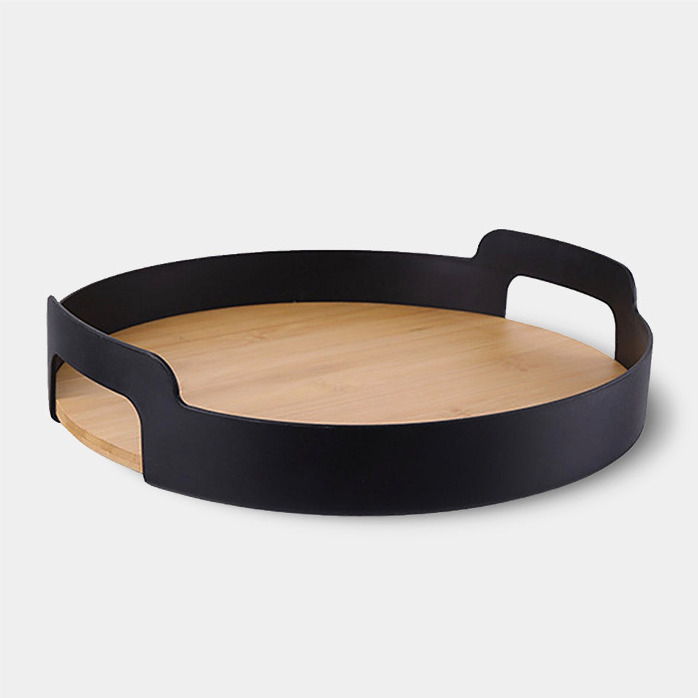 Modern Round Serving Trays - Black, White - Plastic & Wood