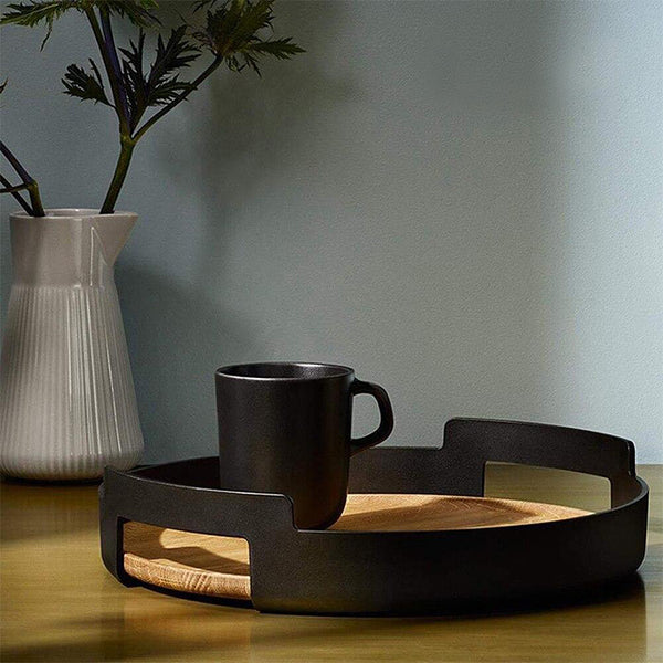 Modern Round Serving Trays - Black, White - Plastic & Wood