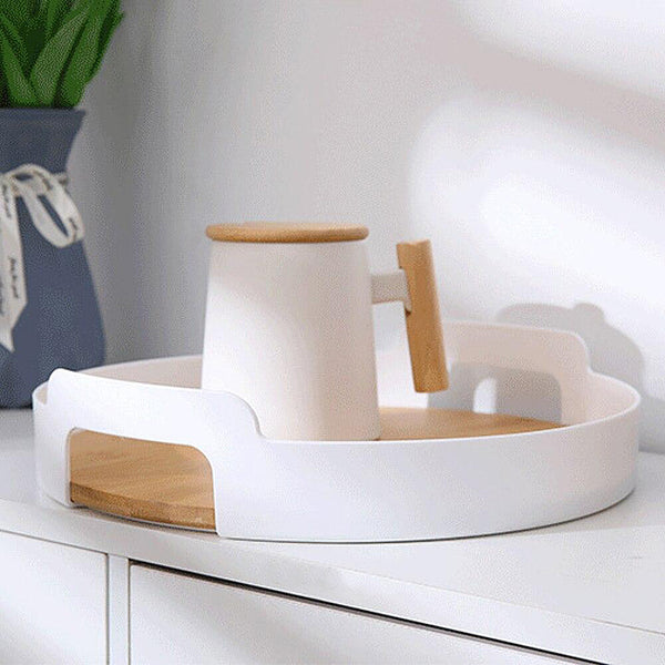 Modern Round Serving Trays - Black, White - Plastic & Wood