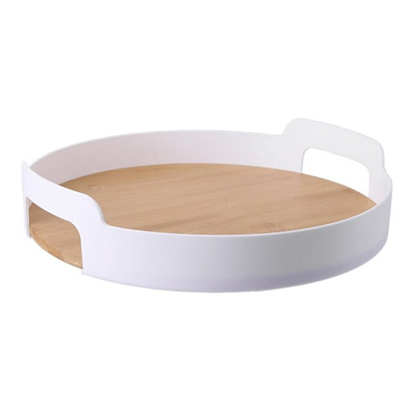 Modern Round Serving Trays - Black, White - Plastic & Wood