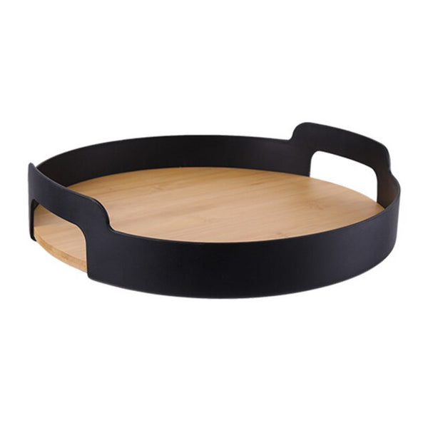 Modern Round Serving Trays - Black, White - Plastic & Wood