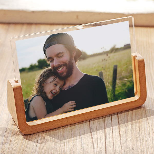 Modern Minimalist U-Shaped Wooden & Acrylic Photo Frames - Beech & Walnut