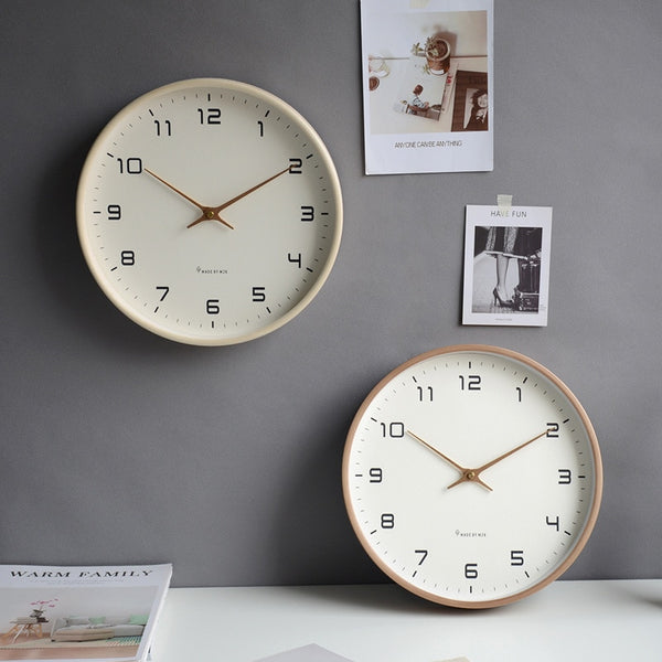 Modern Wooden Needle Wall Clock - Dark & White Wood - 25cm, 30cm, 