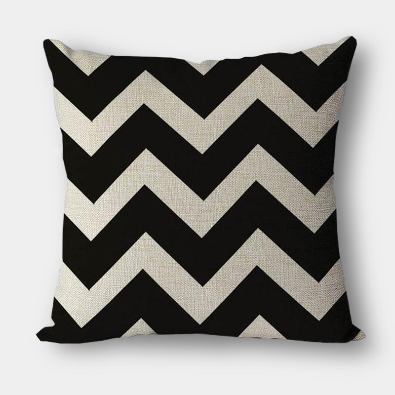 Modern black and white graphic geometric cotton linen cushions