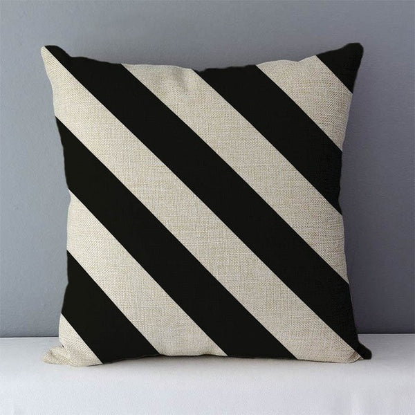 Modern black and white graphic geometric cotton linen cushions