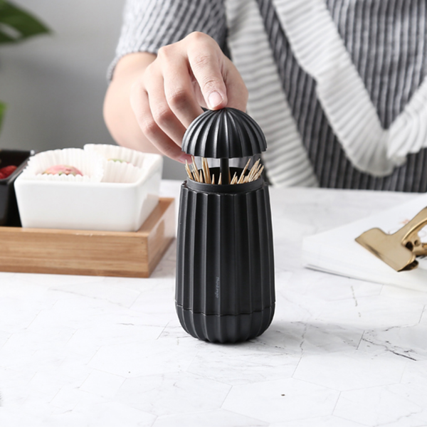 Modern plastic cactus toothpick storage holder & dispenser - Black, White, Green