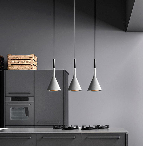 Modern colour Scandi cone pendant ceiling lights - Black, White, Grey