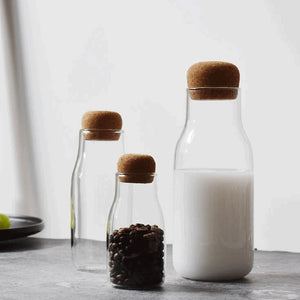 Modern cork glass kitchen table storage bottles - 150ml, 300ml, 700ml