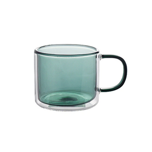 Modern double wall coloured glass tea and coffe mugs - green