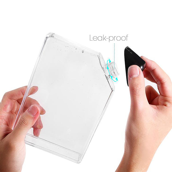 Contemporary flat plastic water bottle - 450ml - slim compact design