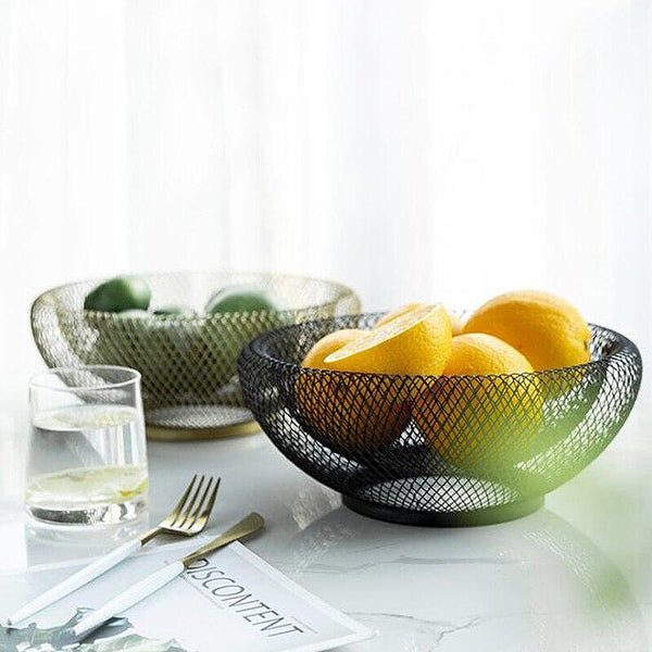 Modern stylish metal mesh fruit bowl - Black, Gold