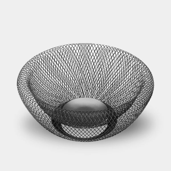 Modern stylish metal mesh fruit bowl - Black, Gold