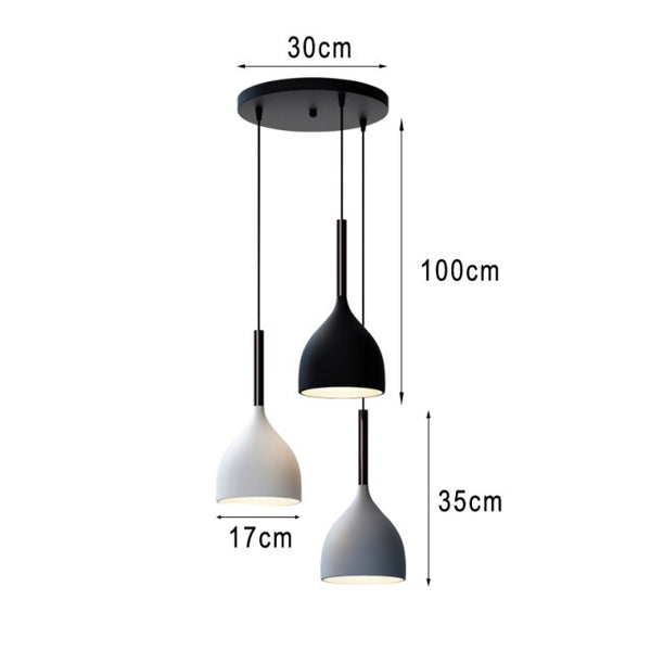 Modern nordic pendant chandelier dome lights - Black, White, Grey