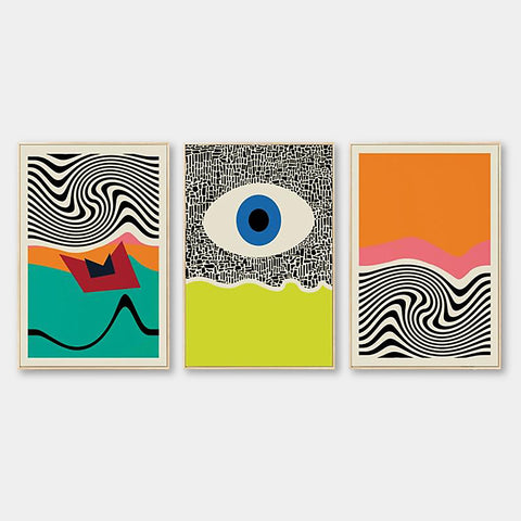 Modern retro stylish abstract bold colour art prints - cotton canvas