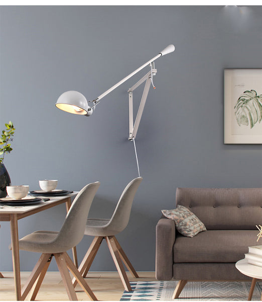 Large modern stylish long-arm wall lamp light - Black, White