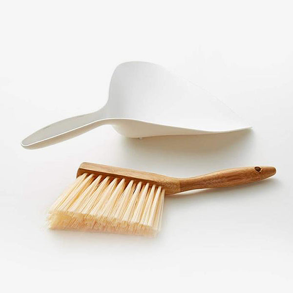 Modern stylish small space saving plastic dustpan and brush set
