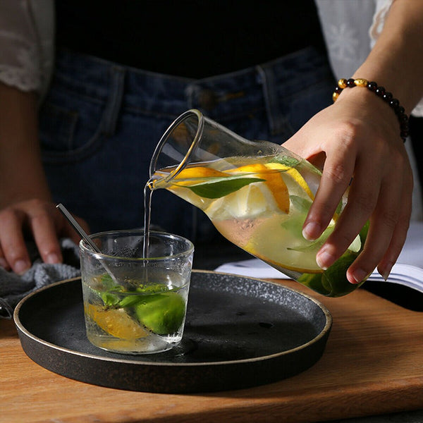 Modern stylsish clear water glass carafe & tumbler - Small, Large