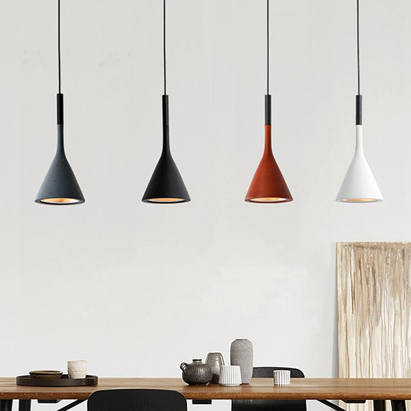 Modern colour Scandi cone pendant ceiling lights - Black, White, Grey