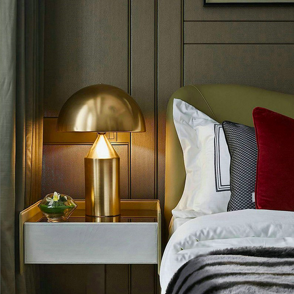 Modern Metal Mushroom Table Lamp - White, Black, Gold - Small & Large