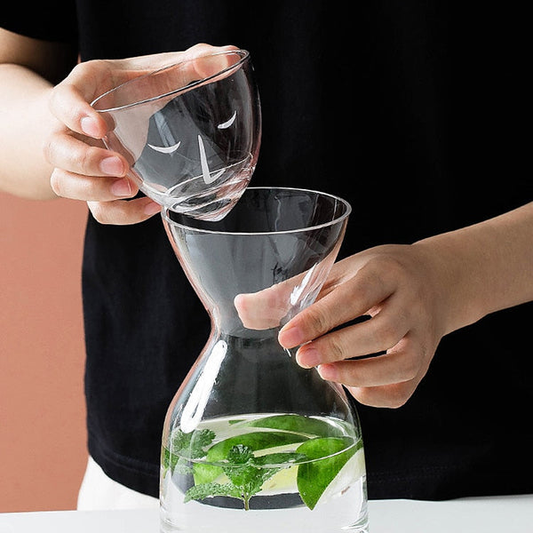 Night Water Glass Carafe and Tumbler Set - Green & Clear