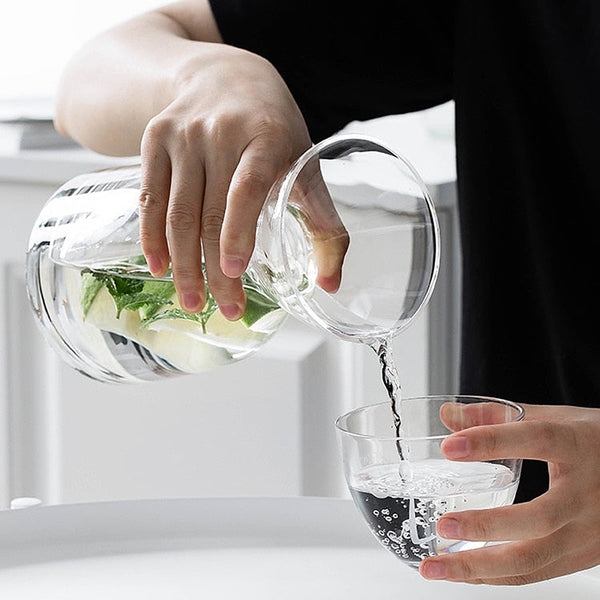 Night Water Glass Carafe and Tumbler Set - Green & Clear