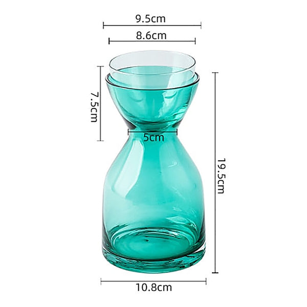 Night Water Glass Carafe and Tumbler Set - Green & Clear