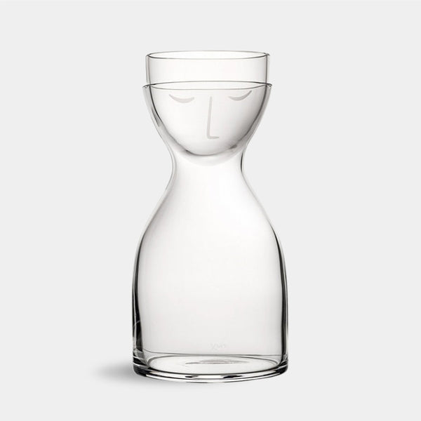 Night Water Glass Carafe and Tumbler Set - Green & Clear