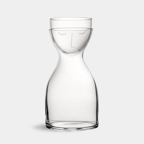 Night Water Glass Carafe and Tumbler Set - Green & Clear