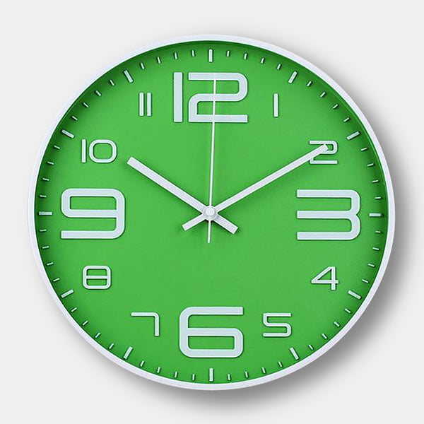 Modern retro colour wall clock - Black, White, Red, Green Face